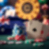 Australian flag with casino chips and playing cards symbolizing local casino promotions