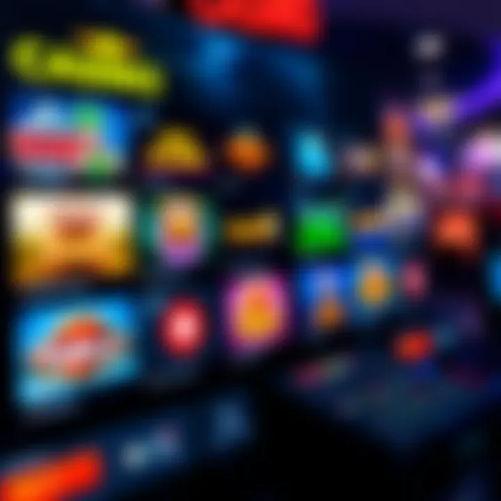 Popular Games at Australian Online Casinos Digital interface showing various icons representing popular online casino games in Australia