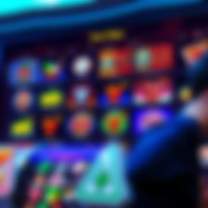 Digital representation of a casino game selection showing various pokies options on a screen