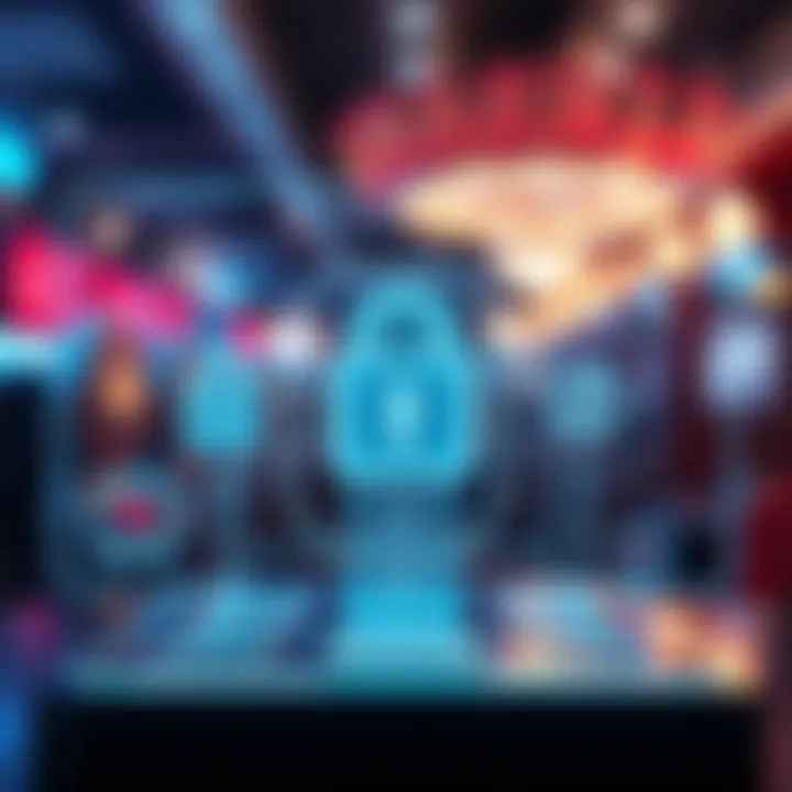 Secure online casino transactions symbolized by digital locks and payment icons