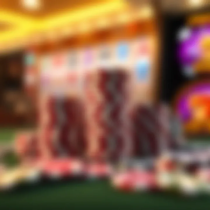 Digital representation of free chips stacking up next to casino game icons