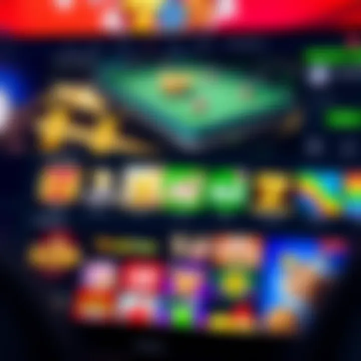 Online Casino Platform with Diverse Game Selection Colorful online casino interface displaying various game options and user-friendly navigation