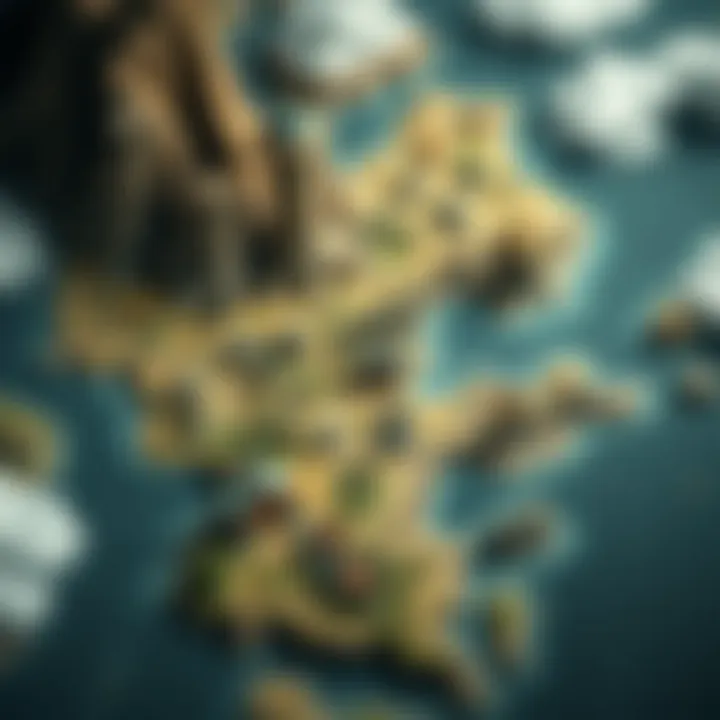 Map highlighting key regions and landmarks within Ozwin's world