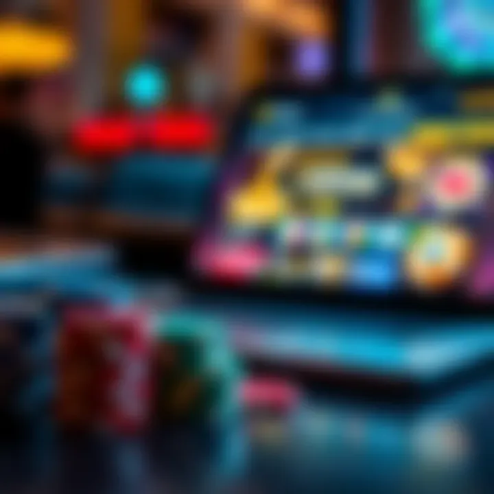 Exploring the Ozwin Bonus in Australian Online Casinos Colorful casino chips stacked beside a glowing laptop screen displaying an online gambling site