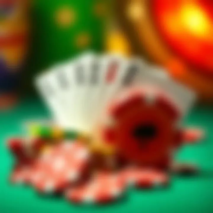 Colorful casino tokens and cards representing online bonus offers