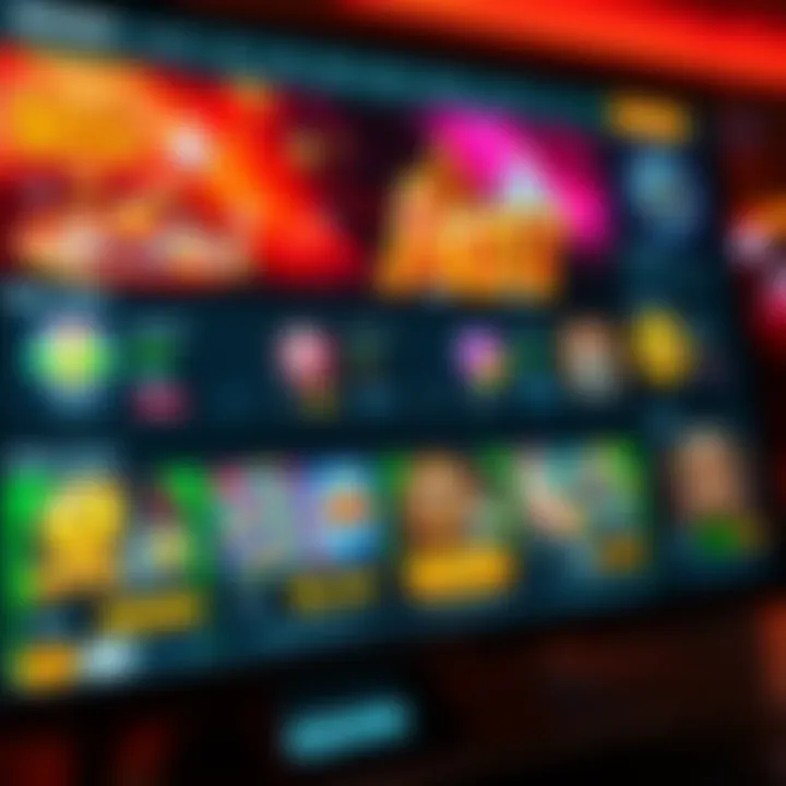 Extensive Game Selection at Ozwin Casino AU Colorful online casino interface displaying a variety of slot games and betting options