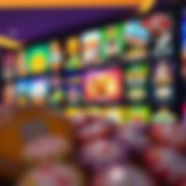 Variety of online casino games displayed on screen