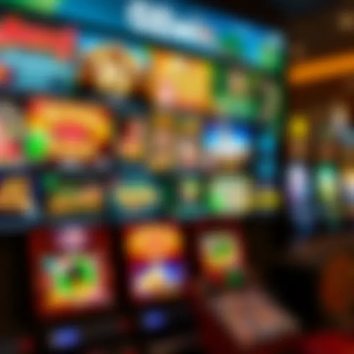 Colorful selection of casino games displayed on a digital screen with Australian theme