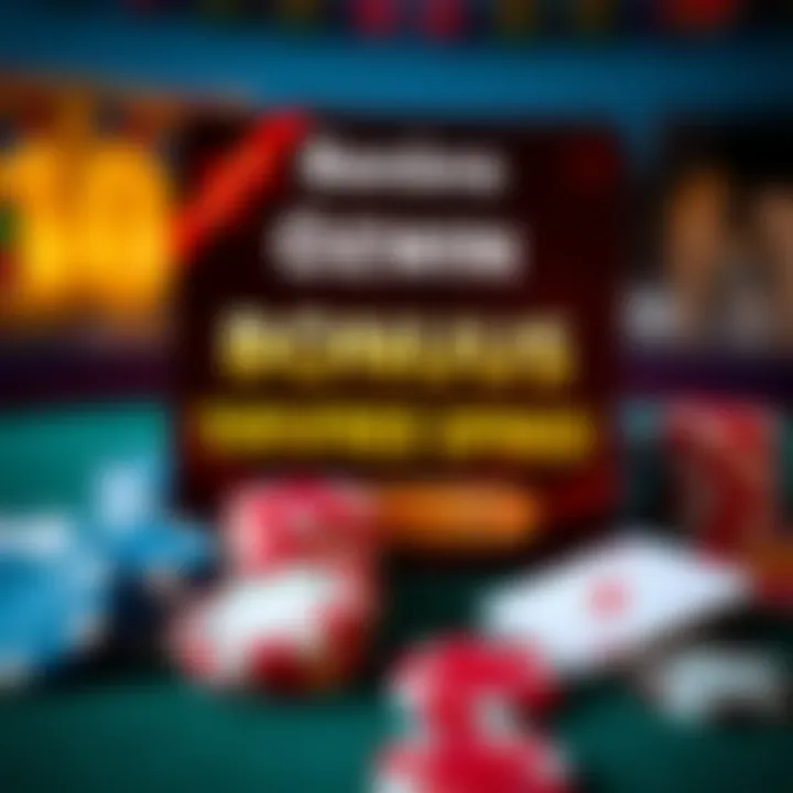 Graphic showcasing a digital bonus offer notification with casino chips and cards