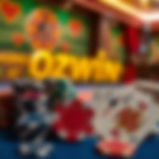 Overview of Bonuses at Ozwin Casino A vibrant display of casino chips and playing cards representing various Ozwin Casino bonuses