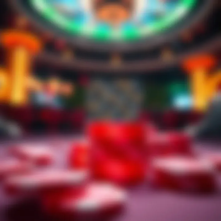 Digital casino chips glowing on a virtual gaming table