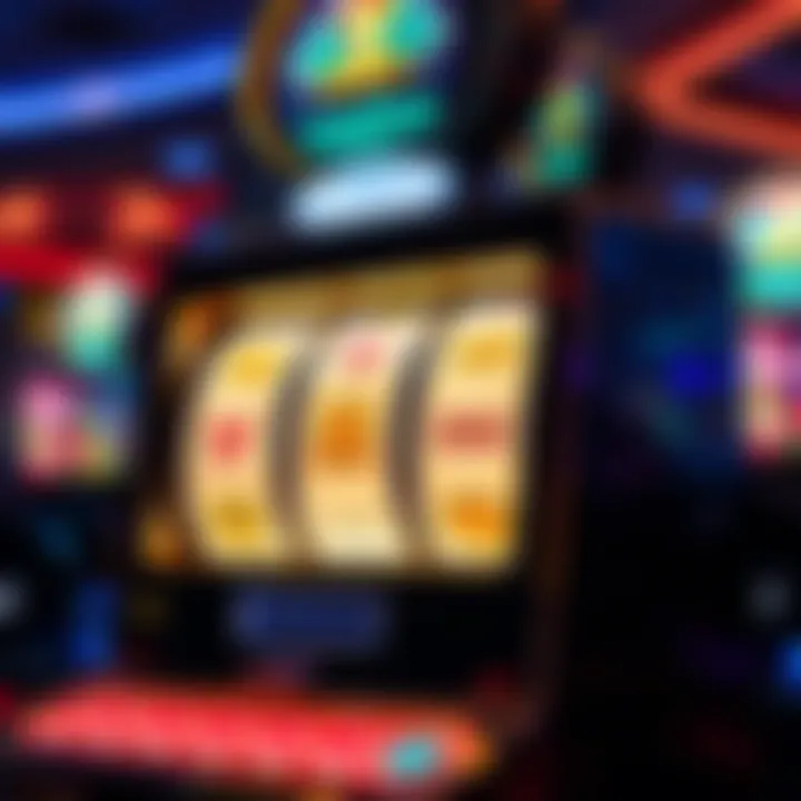 Casino slot machine with glowing reels and symbols representing free spins reward