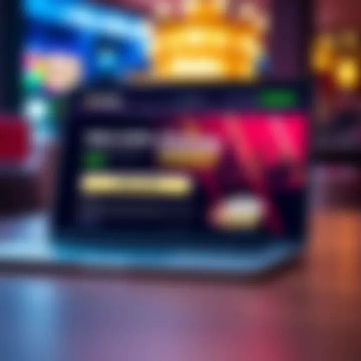 Illustration of a laptop displaying Ozwin Casino website with a highlighted free chips promotion