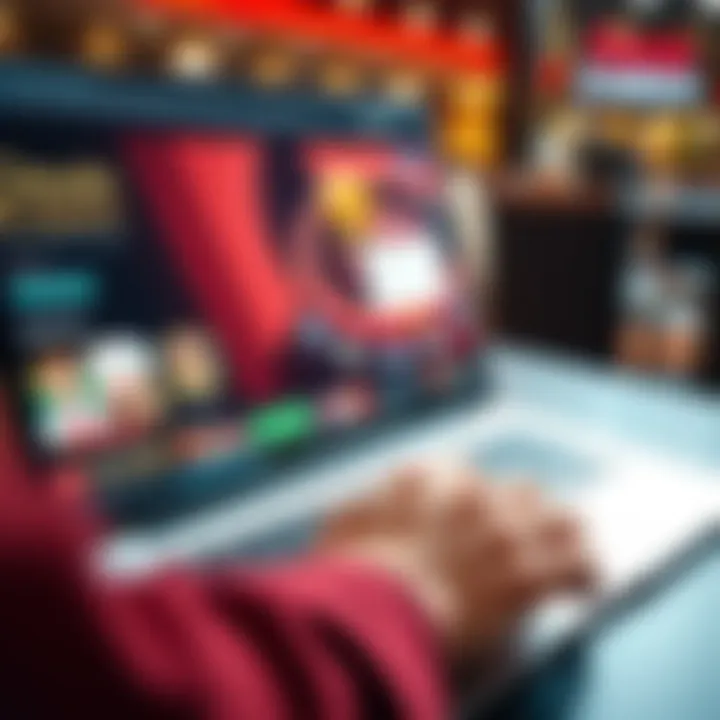 User entering login credentials on Ozwin Casino website using a laptop