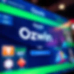 User interface showing the Ozwin Casino login screen with fields for username and password