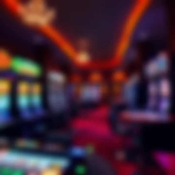 Interior shot featuring a variety of slot machines and gaming tables with ambient lighting