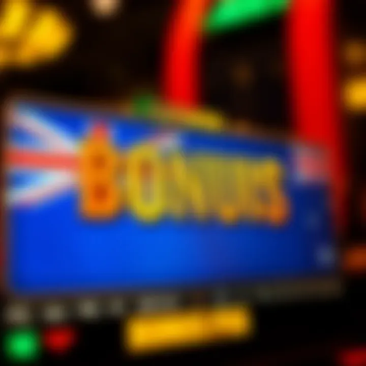 Close-up of digital casino bonus notification with Australian flag colors