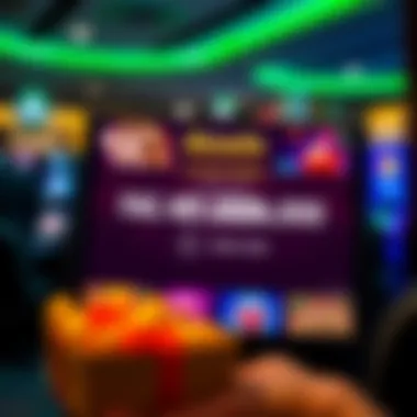 Entering No Deposit Bonus Codes at Ozwin Casino Digital casino interface showing bonus code entry on screen with vibrant gaming icons