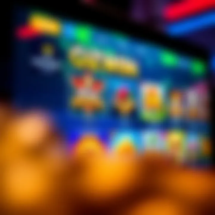 Colorful digital casino interface showing various popular game icons