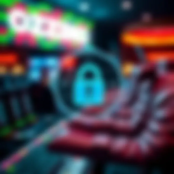 Safe and secure online casino environment with digital security icons