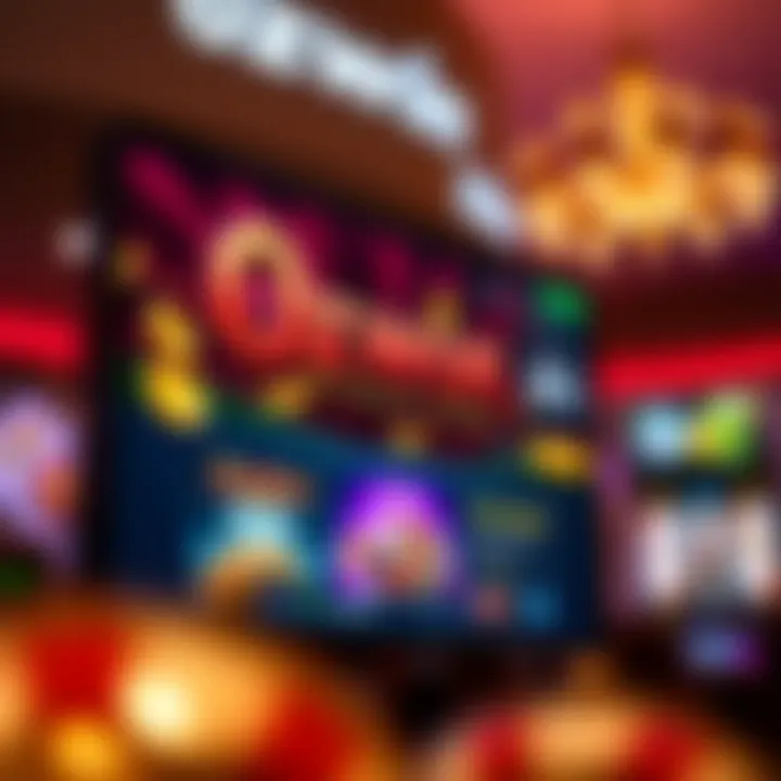 Illustration of a casino bonus offer displayed on a digital screen with vibrant casino-themed graphics