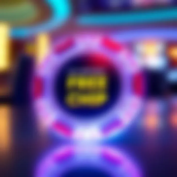 Illustration of a digital casino chip glowing with a bright light symbolizing a no deposit free chip offer