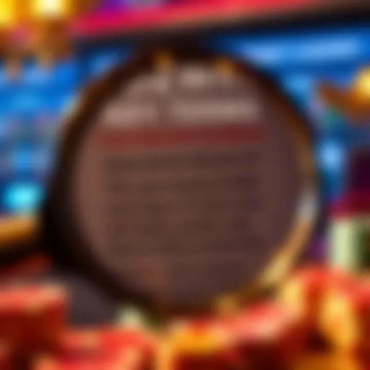 Graphic showing key terms and conditions with a magnifying glass highlighting important details for casino bonuses