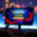 Computer screen displaying Ozwin Casino promotional banner with Australian flag theme