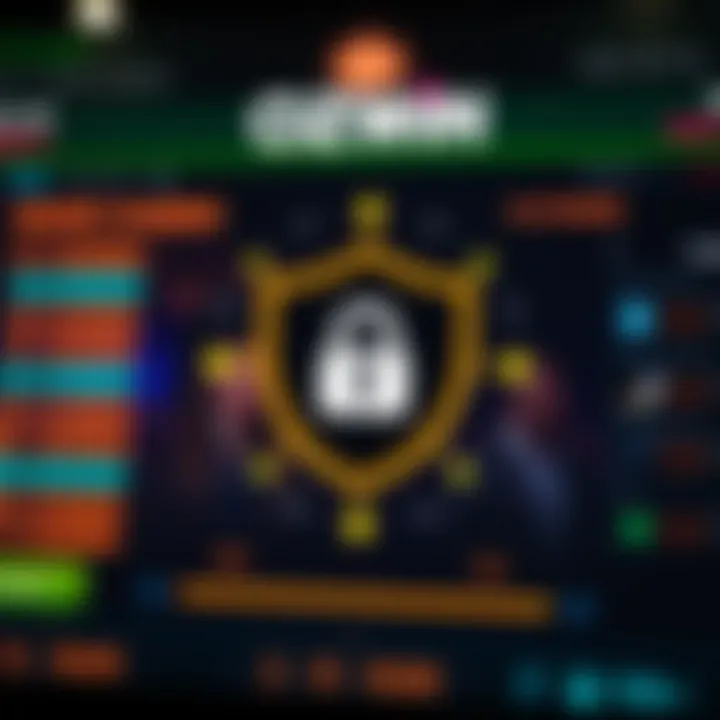 Secure online casino platform with digital shield and padlock symbol