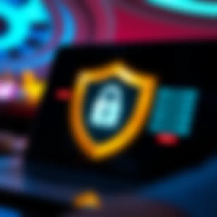 Secure online casino login screen with shield and lock symbol on a sleek user interface