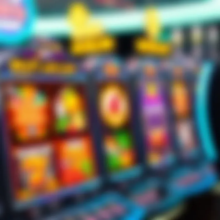 Colorful slot machine reels with vibrant symbols and winning combinations