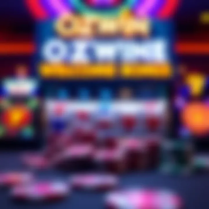 Ozwin Casino Welcome Bonus Display Bright casino chips and spinning slot reels representing Ozwin Casino's welcome bonus offer