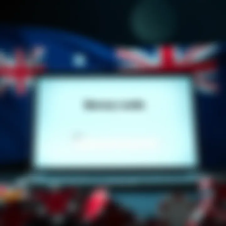 Laptop Displaying Bonus Code Entry with Australian Flag Background Graphic showing a laptop with bonus code entry field and Australian flag in backdrop