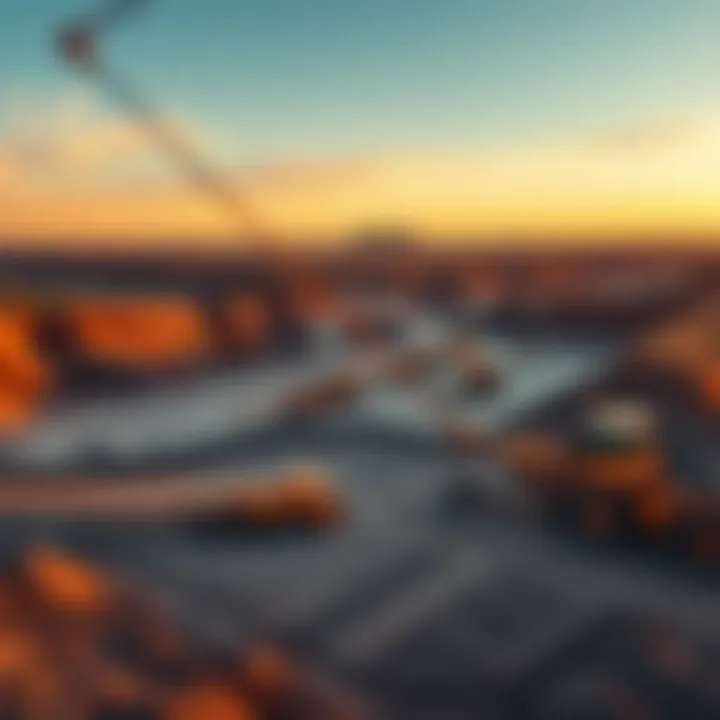 An aerial view showcasing a mining site with extraction equipment operating amid the Australian landscape