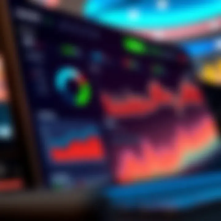 Dashboard interface displaying data analytics with charts and graphs