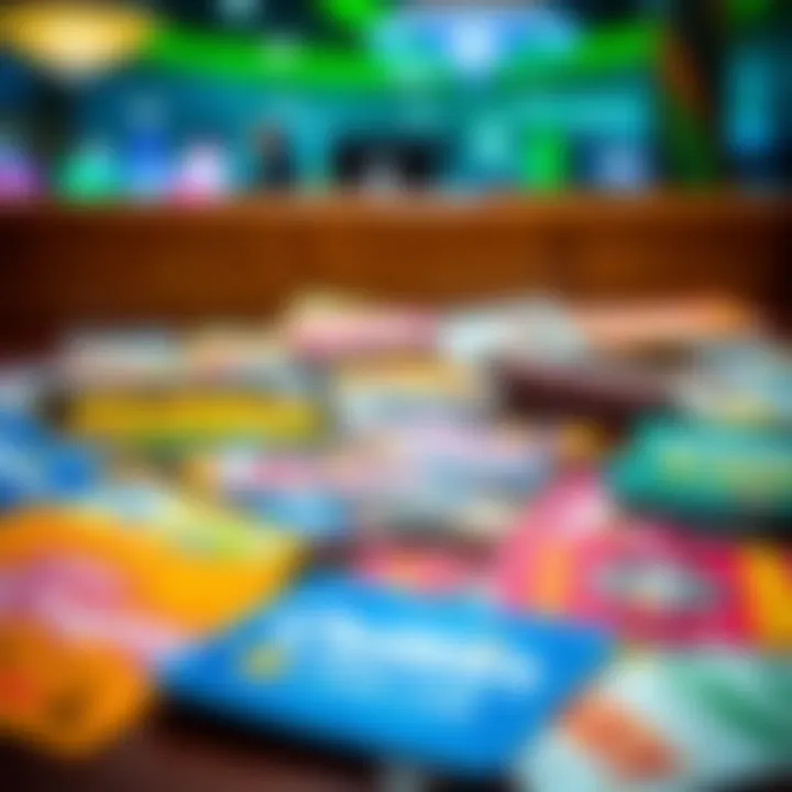 Collection of colorful gaming coupons and promotional vouchers on a table