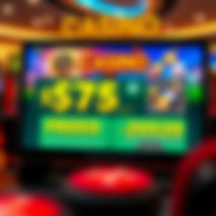 Online Casino Interface Featuring Promotional Bonus Codes Illustration of a vibrant online casino interface highlighting bonus codes and free play options