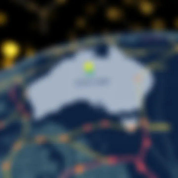 Ozwin NDB Placement in Australian Aviation Network Map showing the location of Ozwin NDB within Australia's aviation navigation network
