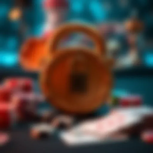Safe and responsible gambling concept with secure lock and casino elements