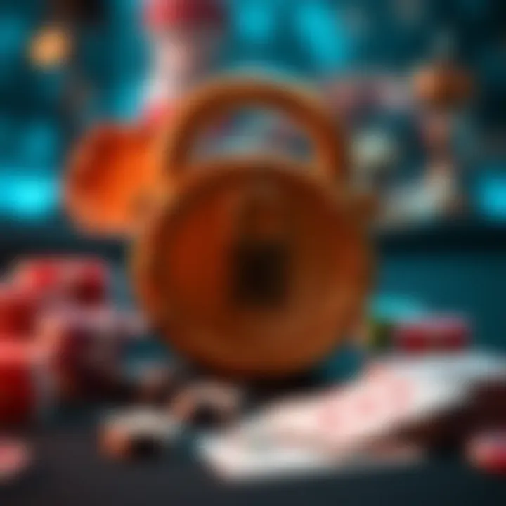 Safe and responsible gambling concept with secure lock and casino elements