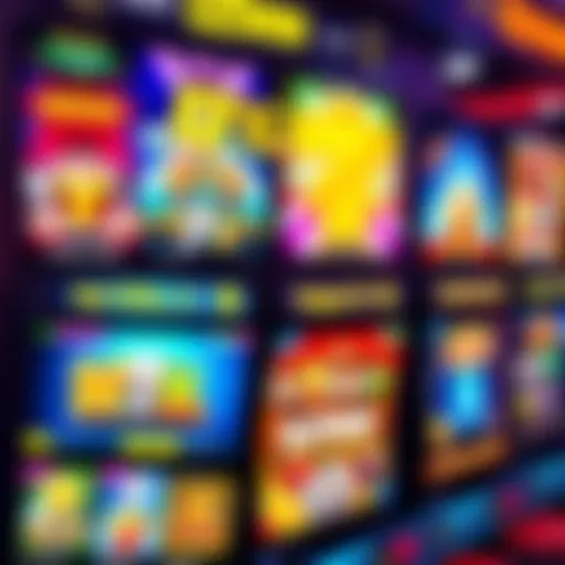 Colorful online casino interface showcasing various slot games and betting options