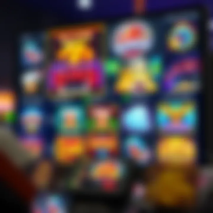 Online casino interface showing various slot games on a computer screen