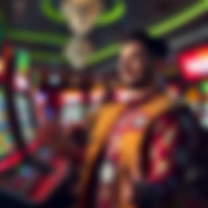 Illustration of a confident player unlocking rewards on a gaming platform