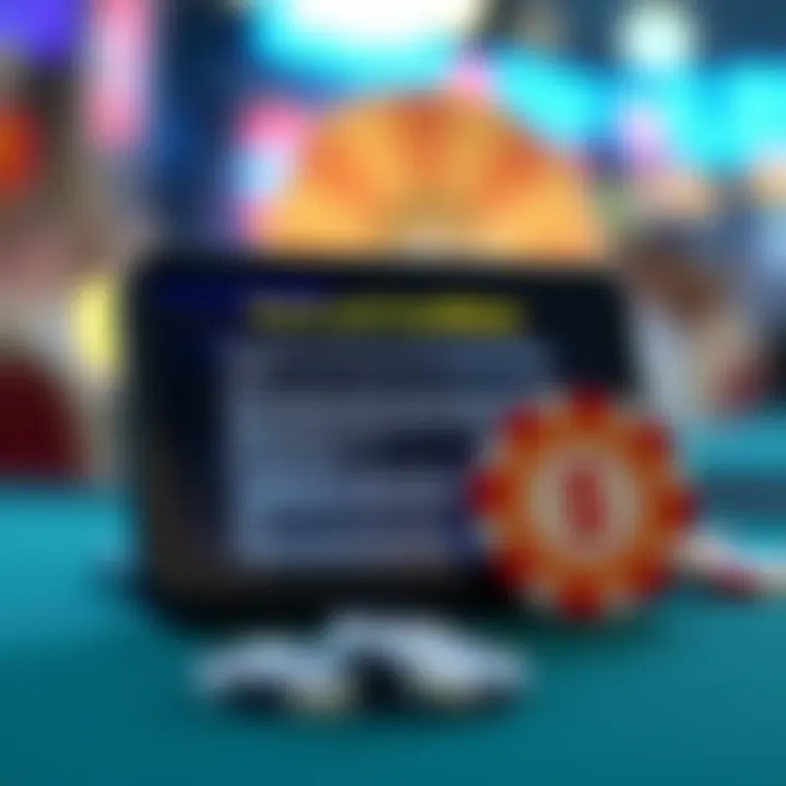 Conceptual graphic showing terms and conditions on a screen alongside a casino chip