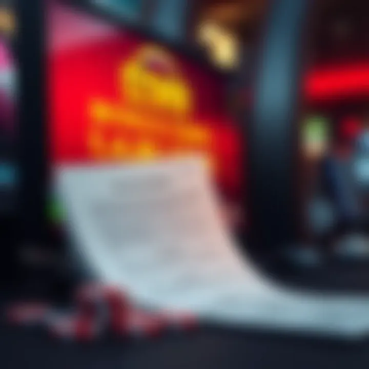 Visual representation of terms and conditions document next to a digital casino screen emphasizing responsible use of bonus chips