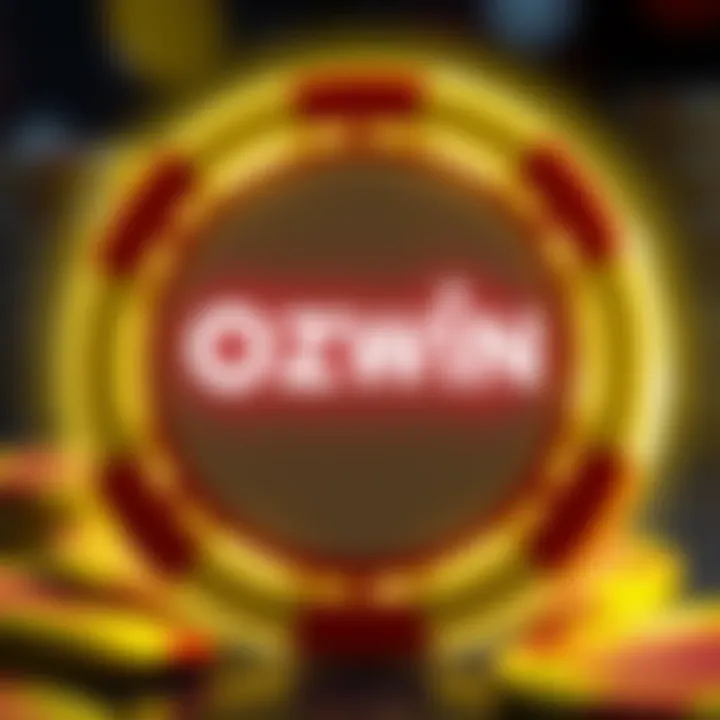 Illustration of a casino chip glowing to represent a free chip offer at Ozwin Casino