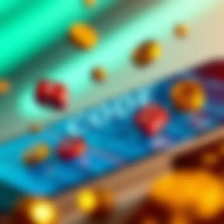 Illustration of a digital code on a smartphone screen with casino-themed icons floating around