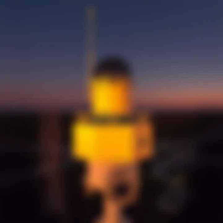 Non-directional beacon transmitting radio signals for aircraft navigation over Australian landscape