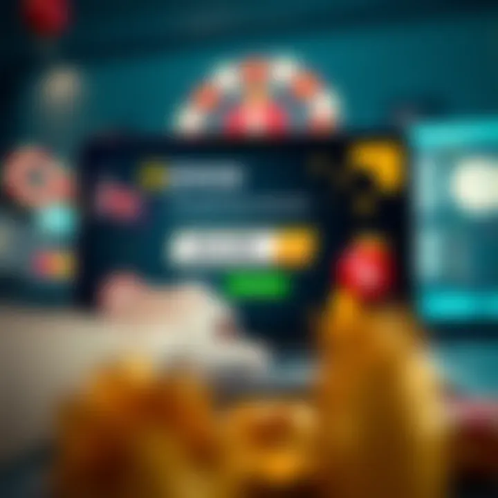 Illustration of a digital casino bonus code being entered on a laptop screen with Australian-themed elements