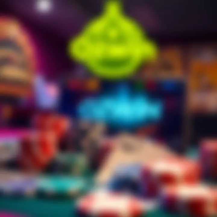 Digital representation of online casino bonuses with chips and cards